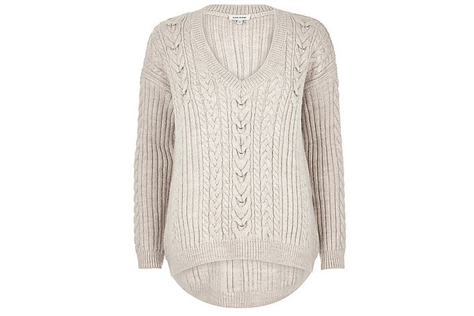River Island - Stone cable knit jumper River Island - Stone cable knit jumper